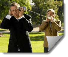 Person talking througth cans