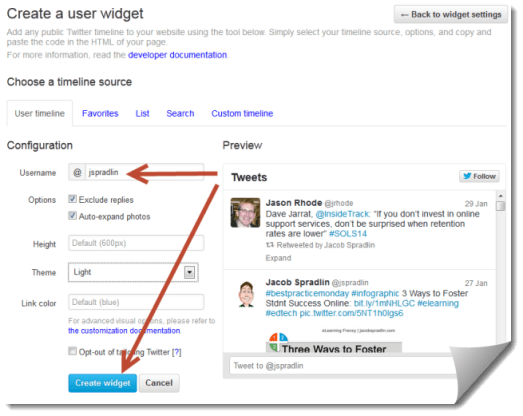 User Timeline Widget