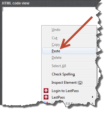 Paste into HTML Editor